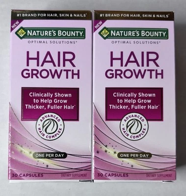 2~Natures Bounty Optimal Solutions Hair Growth Supplement  30 Capsules 12/26 - Image 1 of 2