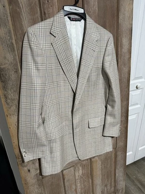 AUSTIN REED VINTAGE Hombre Beige Cuadros Deportivo Abrigo Traje Chaqueta Blazer 38/40 Foto 1 de 4