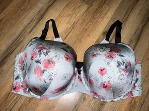 TORRID CURVE BH grau geblümt 360 RÜCKENGLÄTTEND Bügel leicht gefüttert 46DDD - Bild 1 von 9