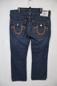 Jeans True Religion uomo taglia 38x29 cotone USA relaxed dritto blu tasca con patta - Foto 1 di 11