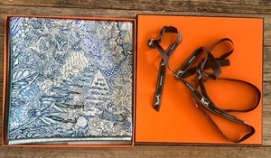 Hermes Scarf “Les Folies du Faubourg” Blue Electric 100% Silk Authentic 90 NIB - Picture 1 of 15