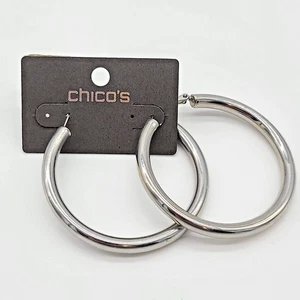 Chico’s HAZEL glänzende Silber Röhre Creolen mit Leverbacks 2" - Bild 1 von 6