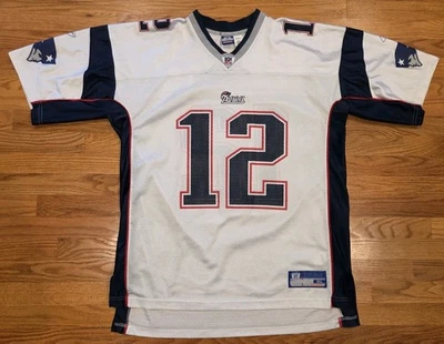 Camiseta Tom Brady Reebok On Field New England Patriots #12 XL Usada Blanca NFL Foto 1 de 4