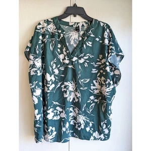 Emery Rose Damen grün weiß Kurzarm Blumenmuster Top Größe 3XL - Bild 1 von 5