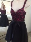 Love Reign Junior Sz 9 Pink&Black Lace Overlay Cocktail Party Wedding Dress