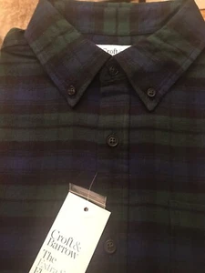 Sz M CROFT & BARROW green/blue Flannel Shirt Extra Soft Cotton - Picture 1 of 4