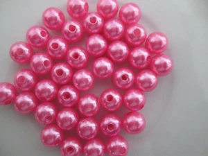 100 Perlen 8 mm Magenta Tischdeko Rund Perlen Wachs Pl 084 Nc - Bild 1 von 3