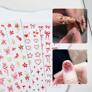 Delicate Jelly Red Fruits White Flower Lily Gardenia Self Adhesive Nail Stickers - Picture 1 of 25
