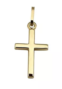 Cruz Oro 585 Pulido 22MM 14 Quilates Colgante Oro Amarillo Unisex Konfirmation - Imagen 1 de 3