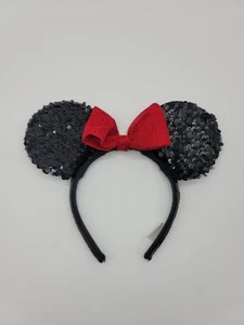 Walt Disney World Minnie Mouse Black Red Sequence Ears Disney Parks Girls - Picture 1 of 7