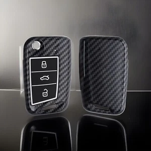 Custodia Chiave Vw Golf 7 Mk7 Con 3 Tasti Cover Coprichiave Effetto Carbonio - Foto 1 di 5