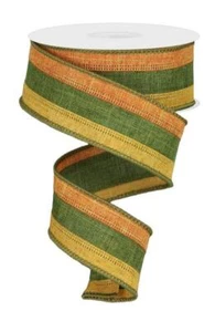 3 in 1 Streifen Band, Talisman/Dk Mss/Dk Mstrd, Royal Sackleinen, Drahtkante, 1,5"W - Bild 1 von 2