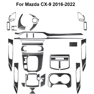 46Pcs Carbon Fiber Full Interior Kit Cover Trim For Mazda CX-9 2016-2022 - Picture 1 of 12