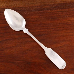 FREDERICK OAKES HARTFORD, CT COIN SILVER DESSERT SPOON FIDDLE 1842-47  - Picture 1 of 5