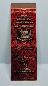 Vintage Matchbook RED VELVET BERLOON Kutztown Pennsylvania PA Western Beer Bar - Imagen 1 de 3