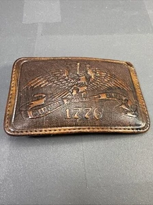 Vintage USA Eagle AMERICAN Leather Belt Buckle E PLURIBUS UNUM 1776 C-500 - Picture 1 of 4