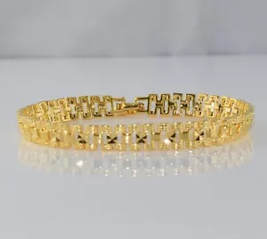 18K Yellow Gold Filled Ladies Bracelet 7" 7mm Wedding Prom Birthday Gift b312S - Picture 1 of 5