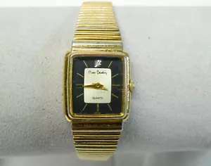 Vintage Pierre Cardin BLACK & GOLD tone lady's/Woman's watch/wristwatch - Picture 1 of 8
