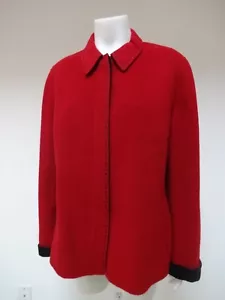 CHAQUETA DE PLUMÓN LAFAYETTE 148 NY ROJA PUNTA NEGRA 100% LANA BOTONES OCULTOS 14 NUEVA SIN ETIQUETAS - Imagen 1 de 6