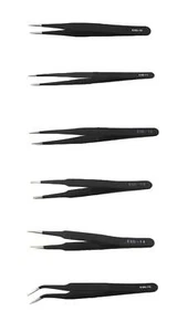 Stainless Steel Tweezers Set Multi Functional Repairing Tool black Fine Tip - Picture 1 of 18