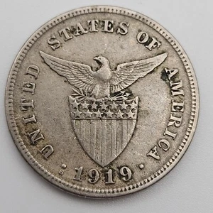 1919-S 5 Centavos Very Fine Philippines US San Francisco Mint Five USA - Picture 1 of 2