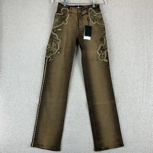 NWT BrazilRoxx Bootcut Leg Jeans Women's 4 Brown Low Rise Embroidered Rhinestone - Picture 1 of 8