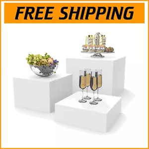 Versatile White Acrylic Display Stands - Buffet Risers for Collectibles & Food - Picture 1 of 9