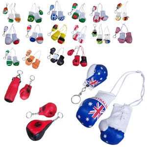 Miniature Boxing Gloves Mini Car Hanger Van Rear Mirror sports Gift Flags Pair - Picture 1 of 25