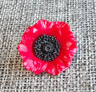 Antique Vtg Celluloid Button Red Poppy Flower Aprx: 1" #1034-B