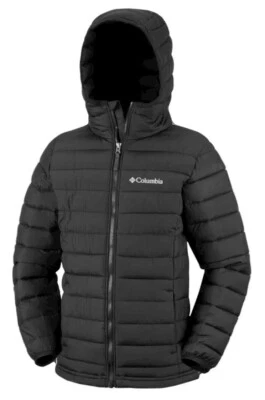 Columbia Powder Lite Hooded Padded Jacket Black In Youths Size L BRAND NEW