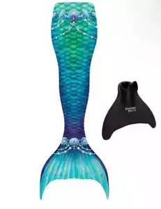 Youth Teal Fantasy Starter Mermaid Tail With Monofin size Youth L-XL - New - Picture 1 of 3