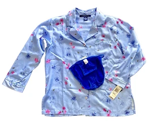 Charter Club XS Satin PJ Pajama Top XS Blue Morgan Taylor String Bikini Panties - Picture 1 of 9