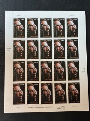 Scott #3936 Arthur Ashe Pane of 20 37¢ Stamps (2005) - Image 1 of 2