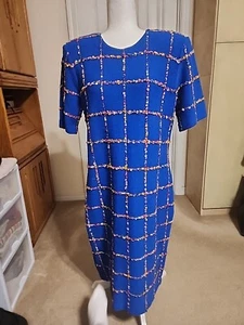 Steve Fabrikant Nina Raynor Sweater Dress Santana Knit Blue/Multicolored Sz Med - Picture 1 of 12