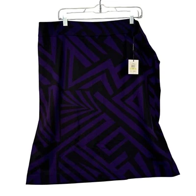 Falda geométrica morada y negra de poliéster/spandex talla 18W de Calvin Klein para mujer Foto 1 de 4
