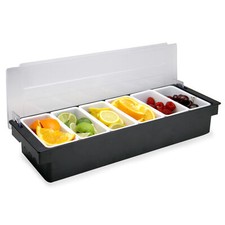 6 Compartment Condiment Dispenser Bar Fruit Caddy Garnish Tray Pukkr