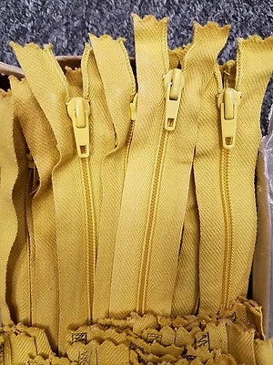 100-Zippers/VINTAGE 1970s "JAPAN"/GOLD-COTTON/22in NYLON COIL: Dress/Upholstery - Image 1 of 3