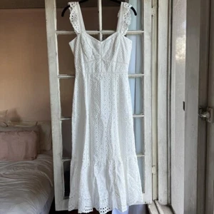 Parker NY White Eyelet Embroidered Midi Dress - Picture 1 of 8