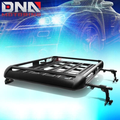 50"X 38"RACK DE TETO DE ALUMÍNIO SUV CESTA DE TRANSPORTE DE BAGAGEM DE CARGA SUPERIOR + BARRA TRANSVERSAL PRETA - Imagem 1 de 4