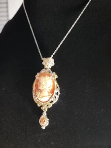 Gems En Vogue Sterling Silver Cameo Necklace - Picture 1 of 4