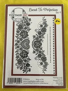Vintage Inc ~ A5 Clear photopolymer Stamps ~ Laced to Perfection Set 4 ~ 5pc - Picture 1 of 3