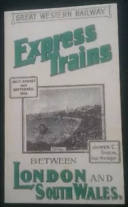 EXPRESS TRAINS BETWEEN LONDON & SOUTH WALES BOOKLET 1909 , GREAT WESTERN RAILWAY - Picture 1 of 12