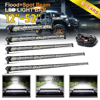 Barra de luz LED DELGADA 12"22"32"42"52 pulgadas punto inundación trabajo conducción para Wrangler JK CJ Foto 1 de 4