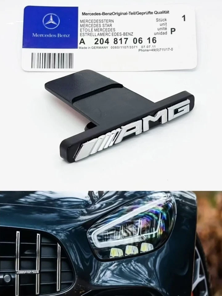 For Mercedes Benz AMG Front Grill Badge Emblem GT Panamericana 2048170616 Silver - Изображение 1 из 4