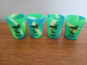 Lot of 4 Florida Silicone Shot Glass - Blue, Green, White, Yellow - Picture 1 of 4