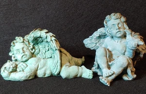 Engel Figur Cherubs Paar Set Vogel / Katze Kinder - Bild 1 von 8