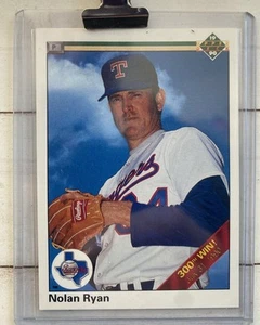 1990 Upper Deck #734b Nolan Ryan 6th No-Hitter / 300th Win banner on front - Picture 1 of 2
