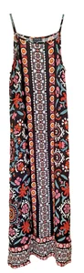 Maxi Vestido Para Mujer 1 State Mediano Negro Floral Sin Mangas Aberturas Sidr Fluido - Imagen 1 de 4