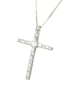 Kreuz Anhänger 925 Sterling Silber Zirkonia 49x34x5,7mm, Bügel 2,5mm - Bild 1 von 1