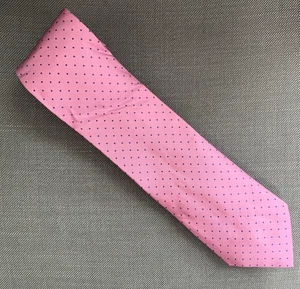 B By Brooks Brothers Men's Classic Neck Tie Pink/Navy Grid Dot 3.25" 100% Silk - Picture 1 of 3